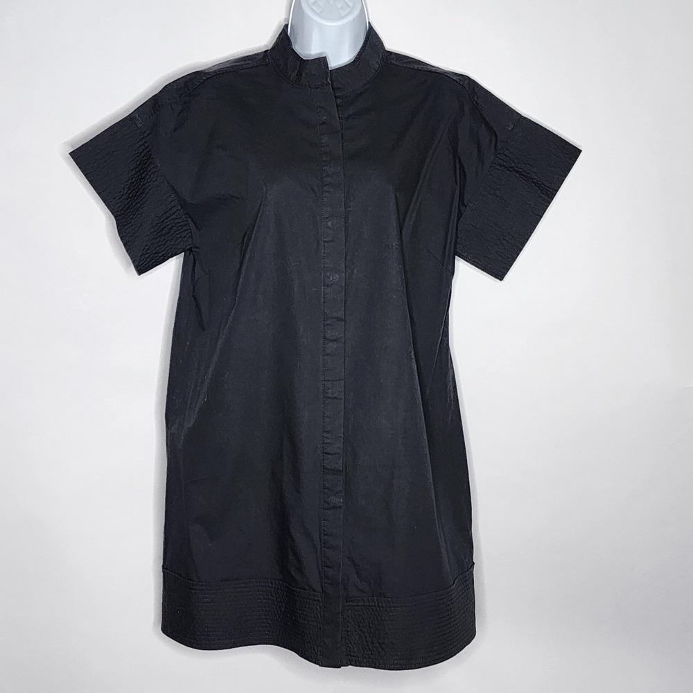 Tuckernuck Trapunto Stitch Sofia Shirt Shift Dress in Black Size Medium